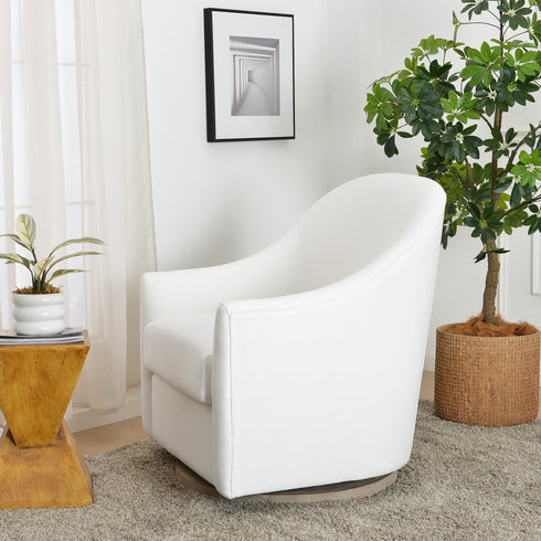 Ethel Swivel Nursery Glider - Pearl White Nursery Glider | Glider Chairs | Kinwell Furniture | Modern Nursing Chairs | Recliners & Rockers